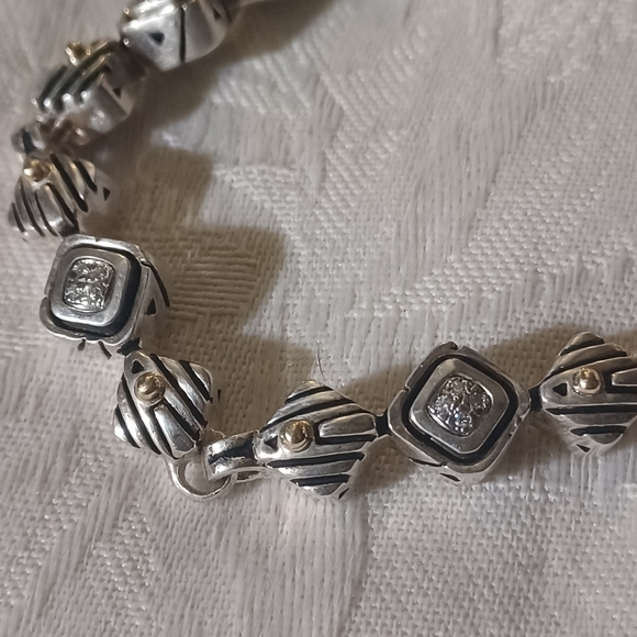 John Atencio Diamond Link Bracelet in SS and 18k with Diamonds - Picture 4 of 15